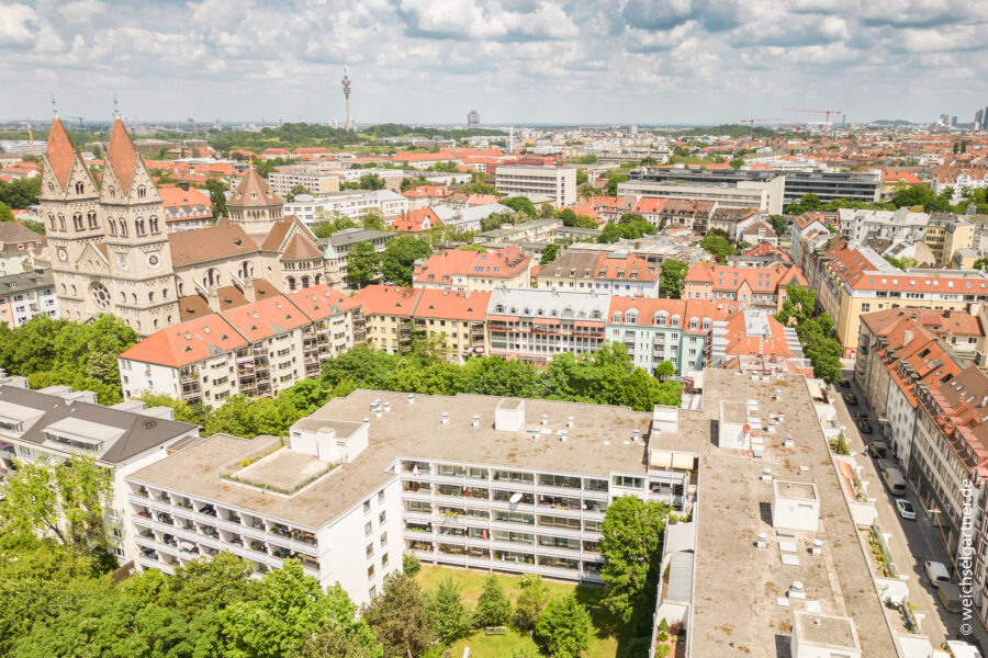 Bezugsfreie Eigentumswohnung nahe des Stiglmaierplatzes - Luftbildaufnahme