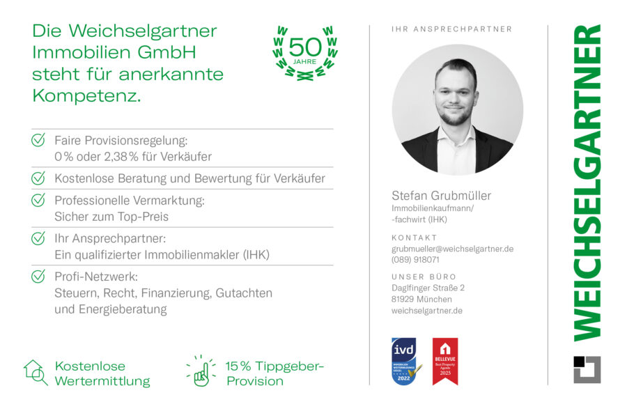 Bezugsfreie, geräumige und ruhige Wohnung mit top Infrastruktur und einer abschließbaren Garage - Ihr Münchner Immobilienbüro