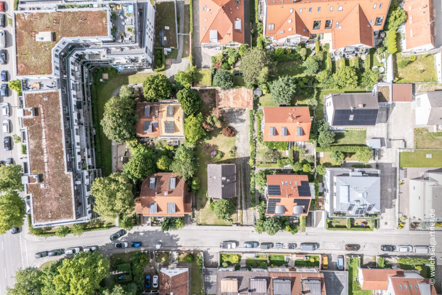 Hohes Baurecht mit ca. 670 m2 BGF für 2 Baukörper: Attraktives Baugrundstück - Vogelperspektive