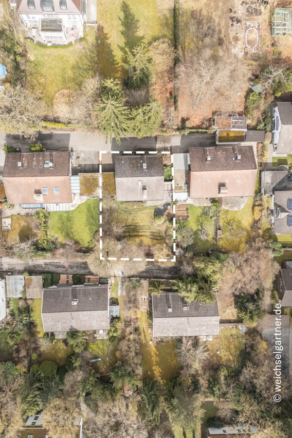 Freistehendes Einfamilienhaus auf idealem Süd-Grundstück in ruhiger Anliegerstraße - Skizzierter Grundstücksverlauf