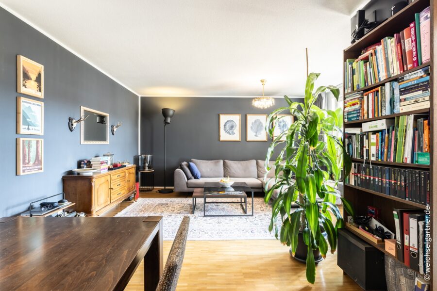 Moderne 2-Zimmer-Wohnung in ruhiger Lage mit Westloggia und Blick ins Grüne - Lichtdurchfluteter Wohnbereich