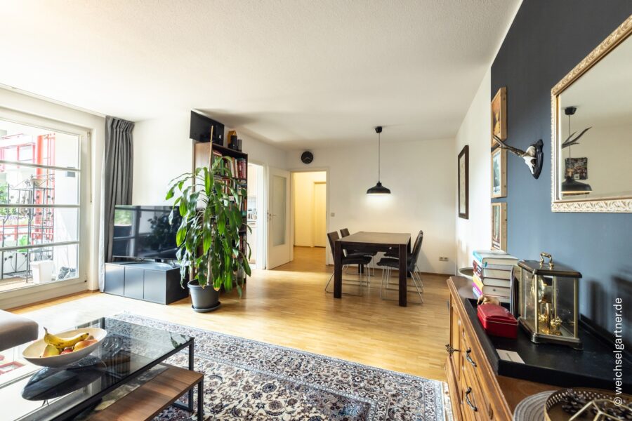 Moderne 2-Zimmer-Wohnung in ruhiger Lage mit Westloggia und Blick ins Grüne - Wohn- und Essbereich