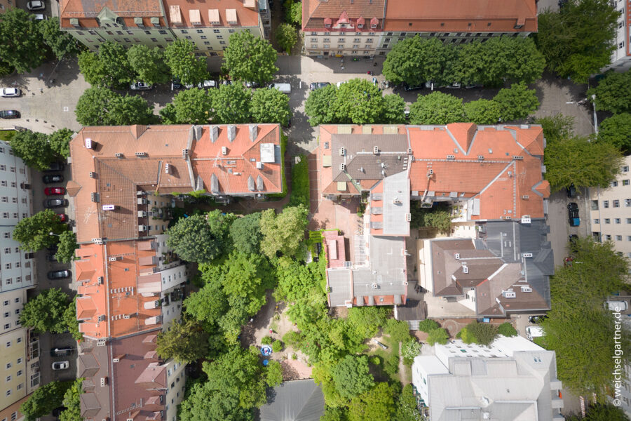 Vermietete Stadtwohnung mit Wohnküche - Drohnenaufnahme