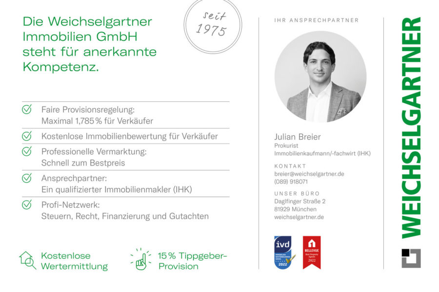 Reiheneckhaus mit großem Garten in grüner und ruhiger Wohnlage - Ihr Münchner Immobilienbüro